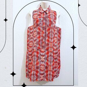 Vintage Wyatt 100% Silk Romper: Retro Chic in Orange Geometric Print, Size L